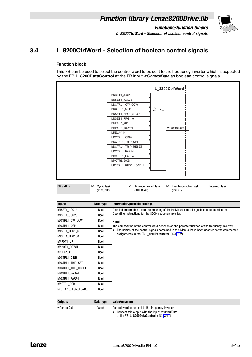 Function library lenze8200drive.lib, Functions/function blocks | Lenze DDS Function library 8200 Drive User Manual | Page 27 / 28