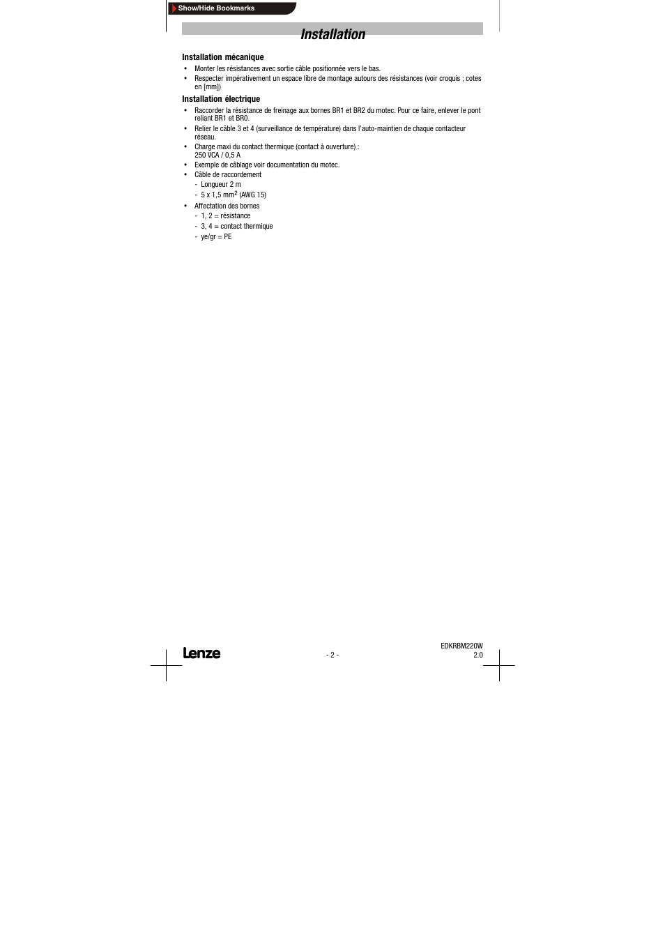 Installation | Lenze EDKRBM220W User Manual | Page 10 / 12