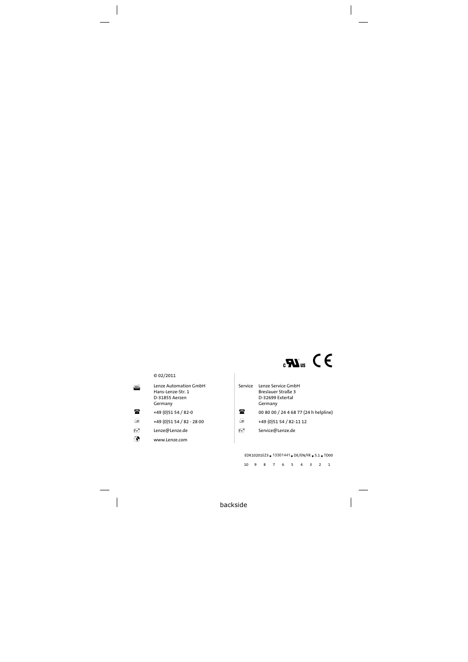 Lenze EPZ-10201 User Manual | Page 26 / 26
