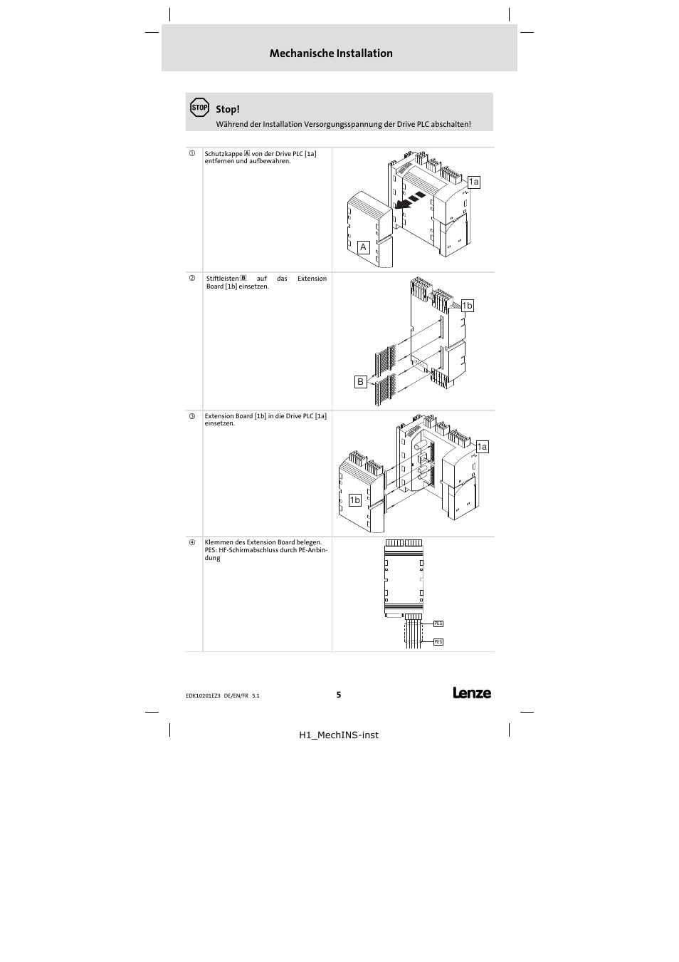Mechanische installation | Lenze EPZ-10201 User Manual | Page 5 / 26
