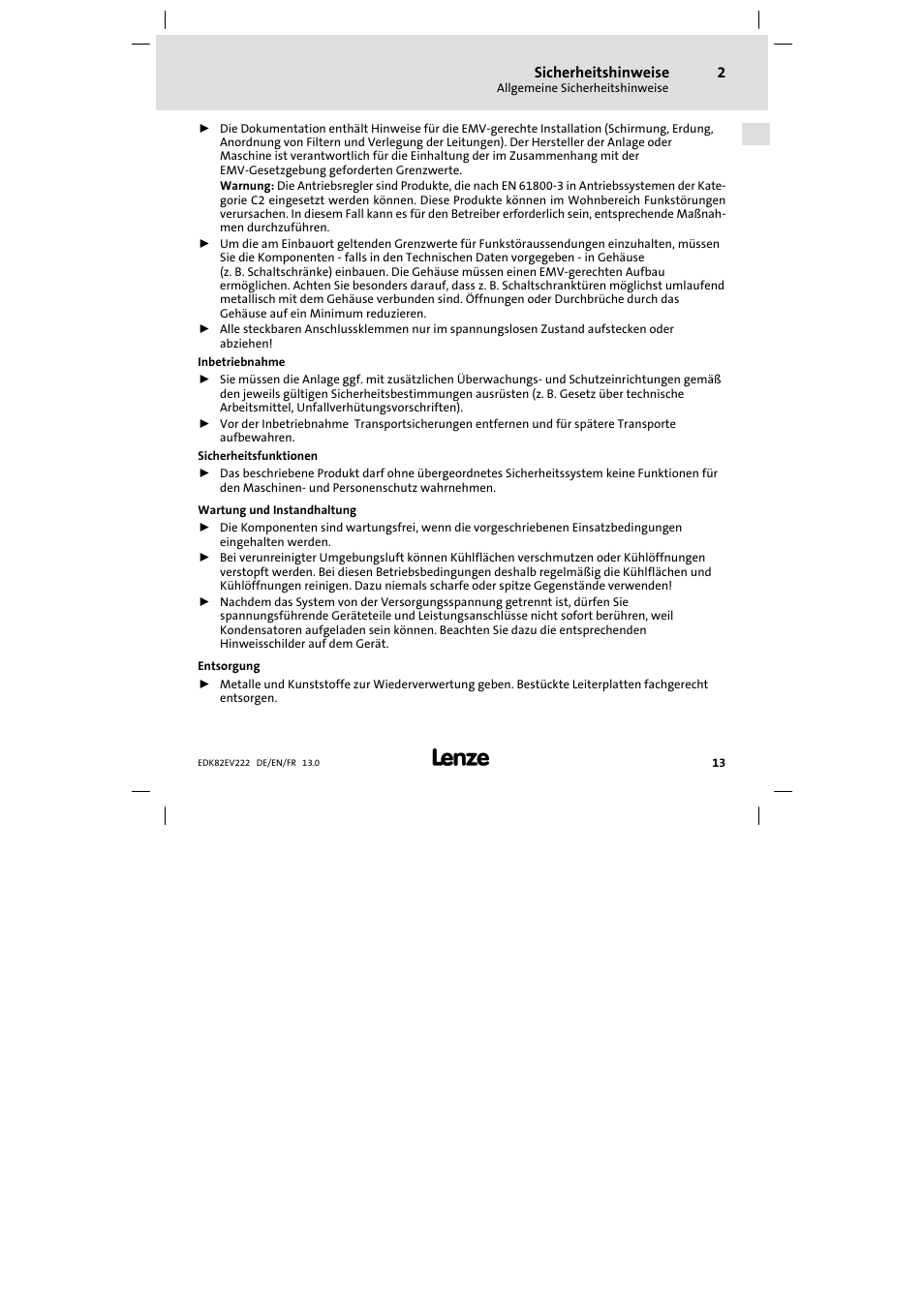 Lenze E82EV 8200 vector 0.25kW-2.2kW User Manual | Page 13 / 250