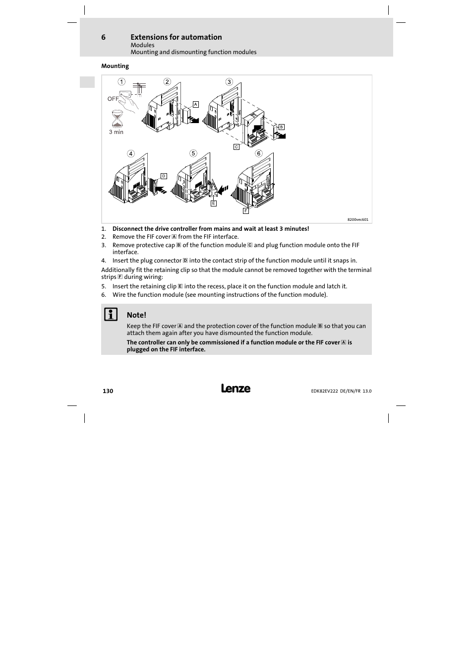Lenze E82EV 8200 vector 0.25kW-2.2kW User Manual | Page 130 / 250