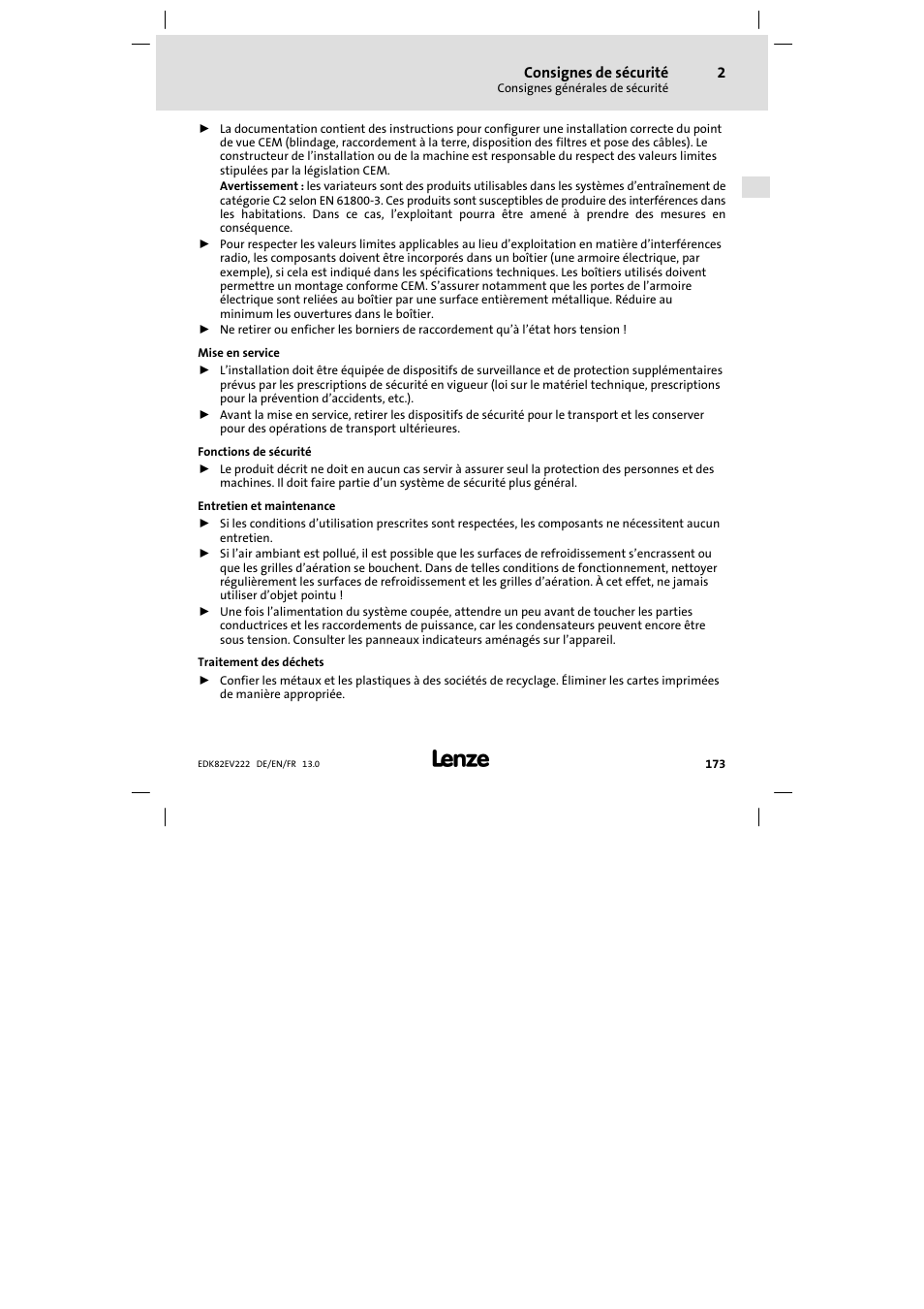 Lenze E82EV 8200 vector 0.25kW-2.2kW User Manual | Page 173 / 250