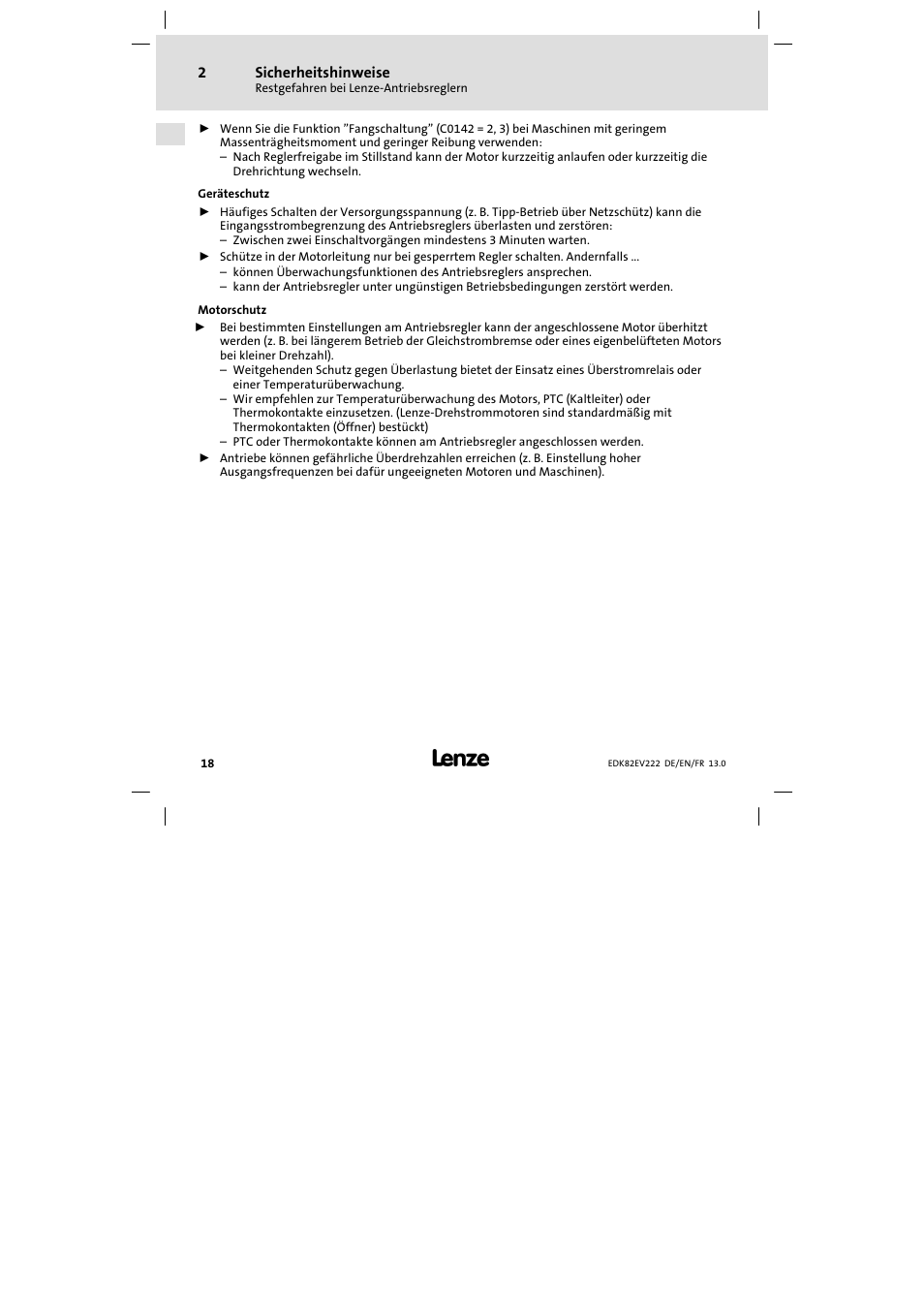Lenze E82EV 8200 vector 0.25kW-2.2kW User Manual | Page 18 / 250