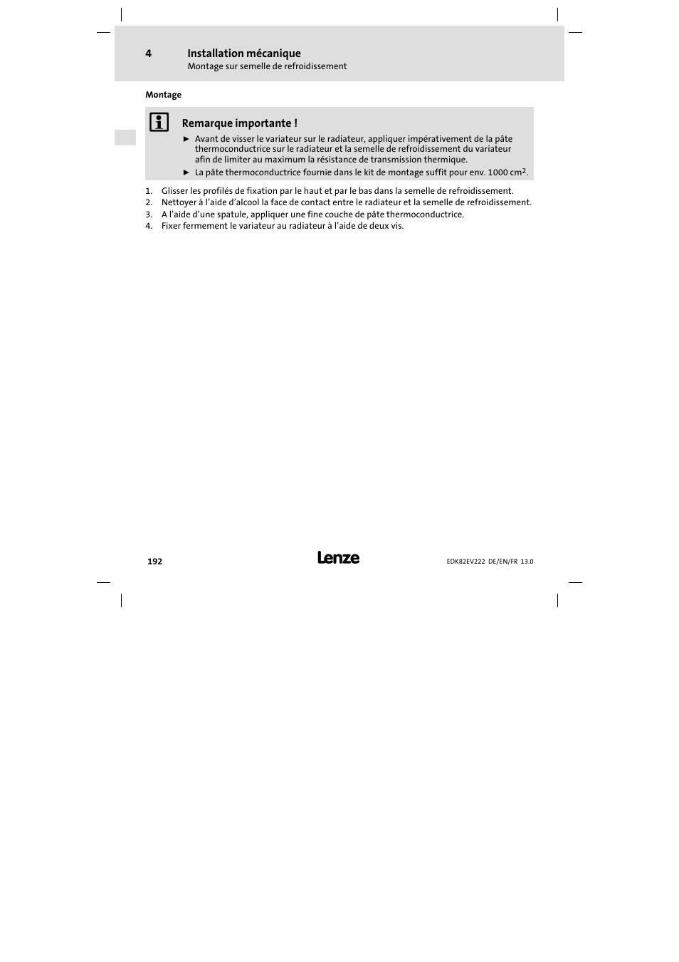 Lenze E82EV 8200 vector 0.25kW-2.2kW User Manual | Page 192 / 250