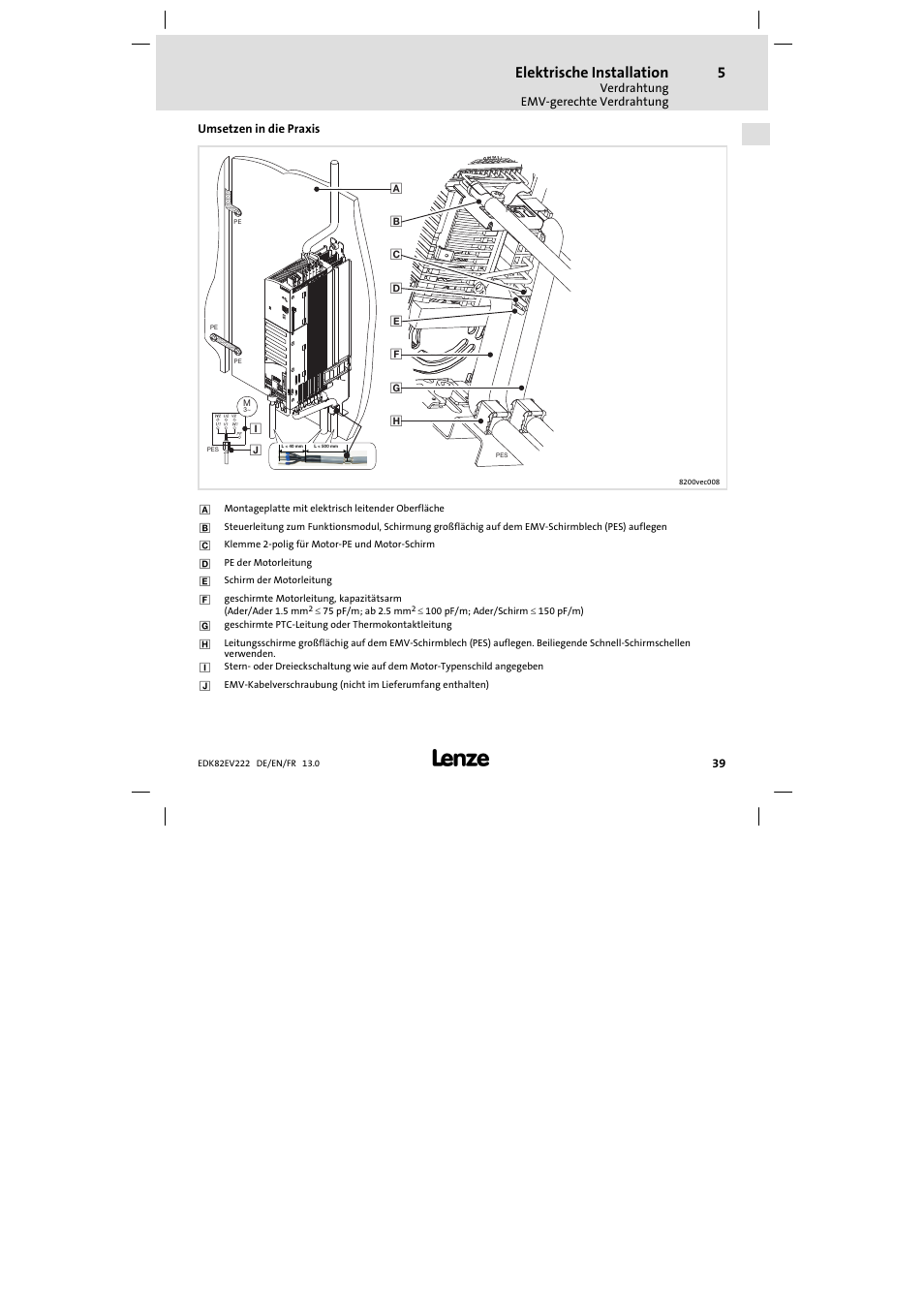 Elektrische installation | Lenze E82EV 8200 vector 0.25kW-2.2kW User Manual | Page 39 / 250