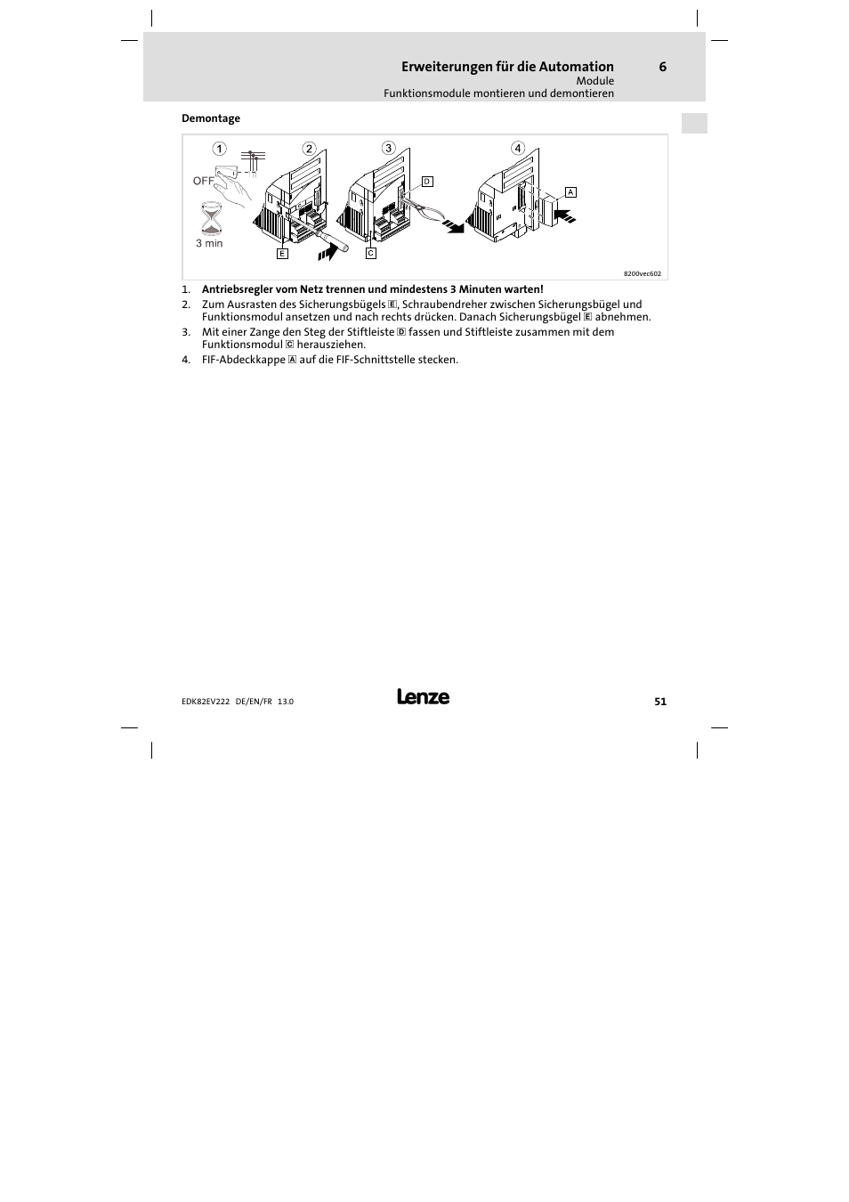 Lenze E82EV 8200 vector 0.25kW-2.2kW User Manual | Page 51 / 250