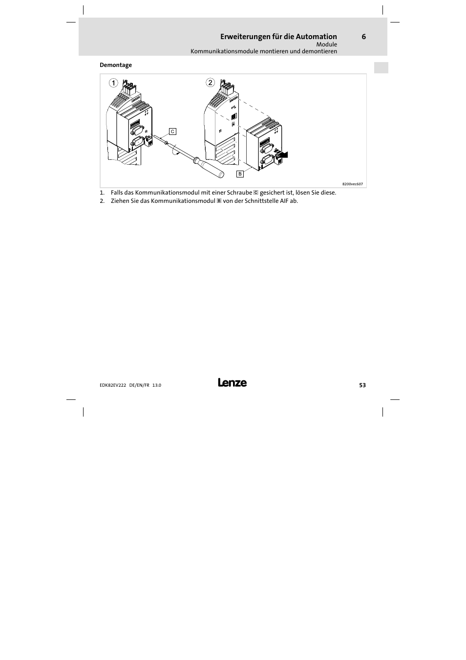 Lenze E82EV 8200 vector 0.25kW-2.2kW User Manual | Page 53 / 250