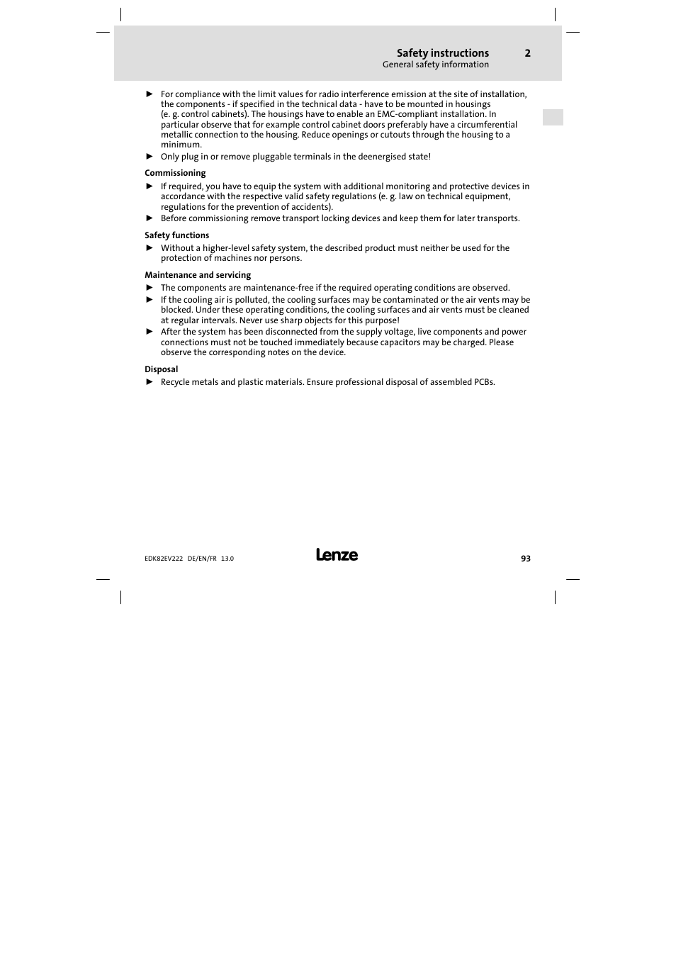 Lenze E82EV 8200 vector 0.25kW-2.2kW User Manual | Page 93 / 250