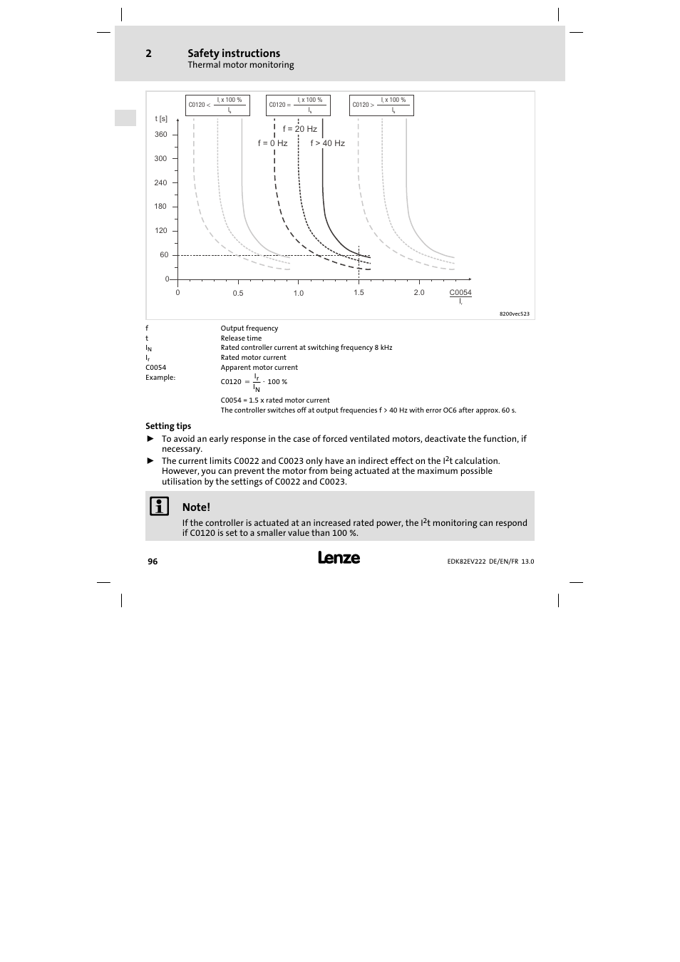 Safety instructions | Lenze E82EV 8200 vector 0.25kW-2.2kW User Manual | Page 96 / 250