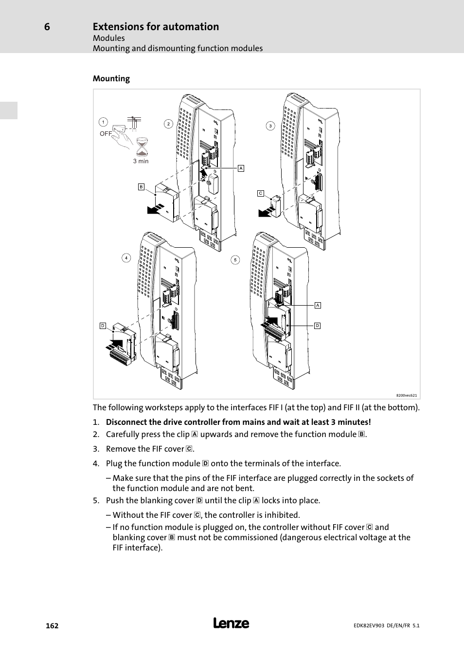 Extensions for automation | Lenze E82EV 8200 vector 15kW-90kW User Manual | Page 162 / 288