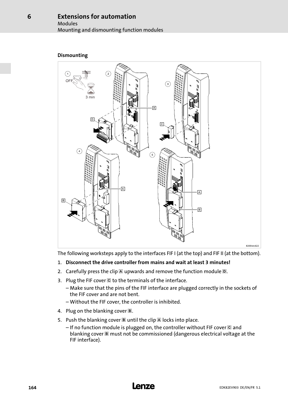Extensions for automation | Lenze E82EV 8200 vector 15kW-90kW User Manual | Page 164 / 288