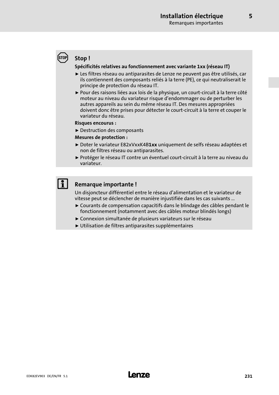 Lenze E82EV 8200 vector 15kW-90kW User Manual | Page 231 / 288