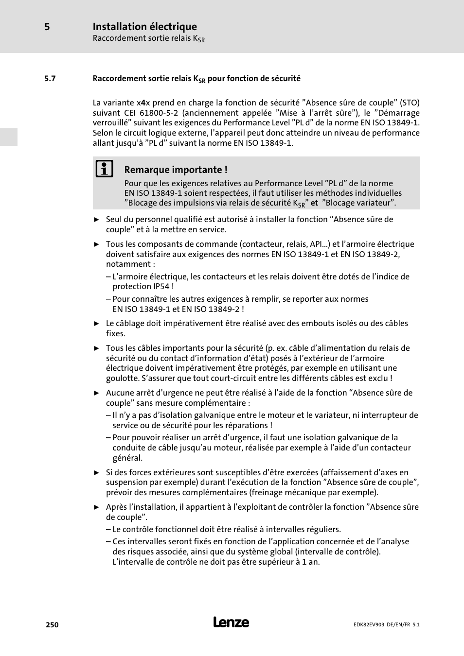 Installation électrique | Lenze E82EV 8200 vector 15kW-90kW User Manual | Page 250 / 288