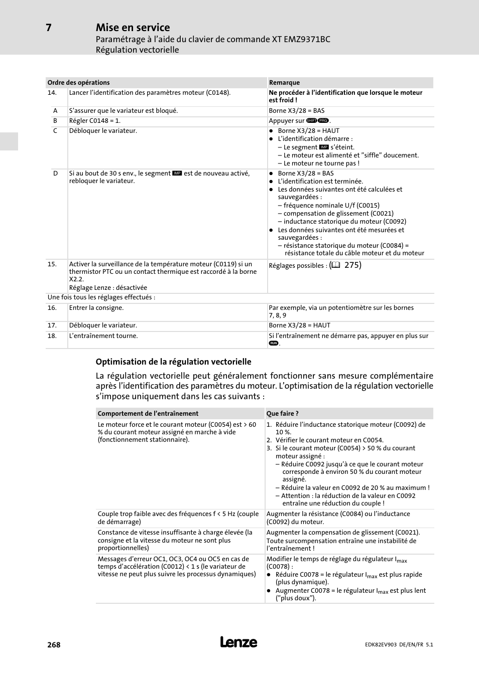 Mise en service | Lenze E82EV 8200 vector 15kW-90kW User Manual | Page 268 / 288
