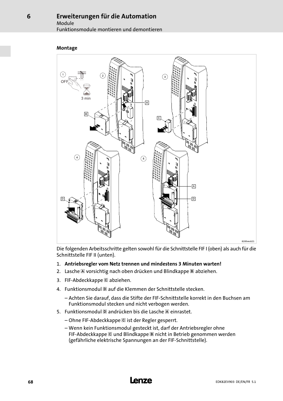 Erweiterungen für die automation | Lenze E82EV 8200 vector 15kW-90kW User Manual | Page 68 / 288