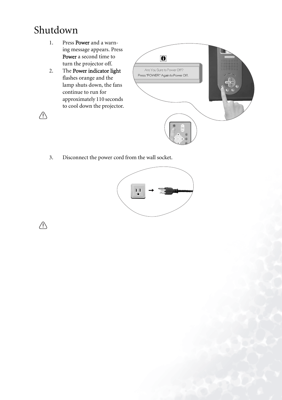 Shutdown | BenQ PB6110 User Manual | Page 23 / 47