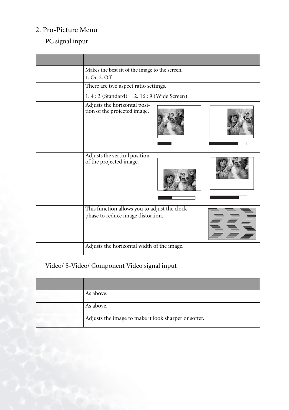 Pro-picture menu | BenQ PB6110 User Manual | Page 32 / 47