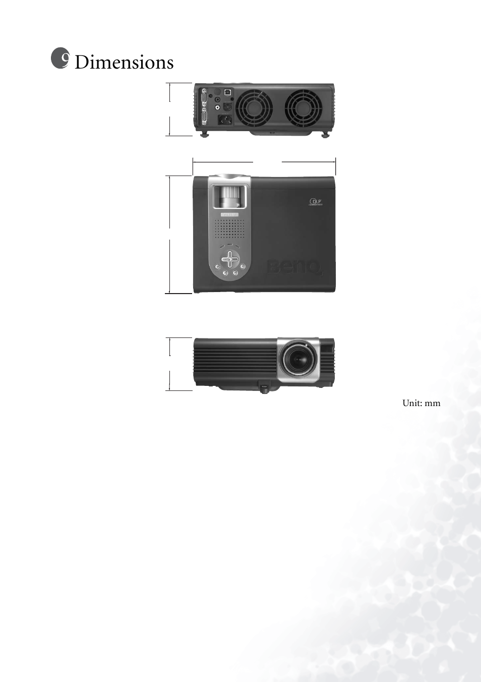 Dimensions | BenQ PB6110 User Manual | Page 45 / 47