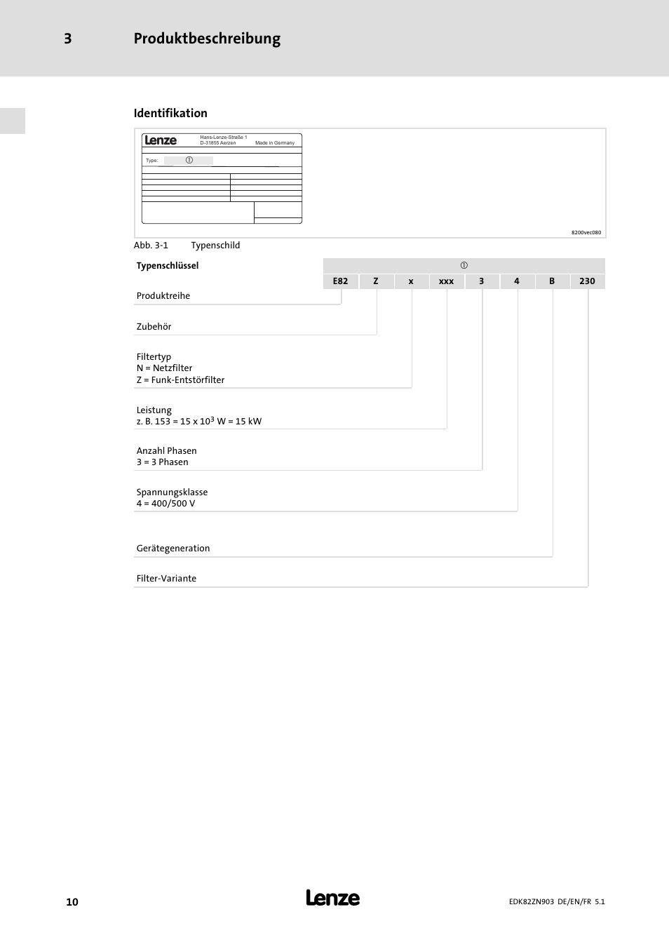 Produktbeschreibung 3 | Lenze E82ZN User Manual | Page 10 / 58