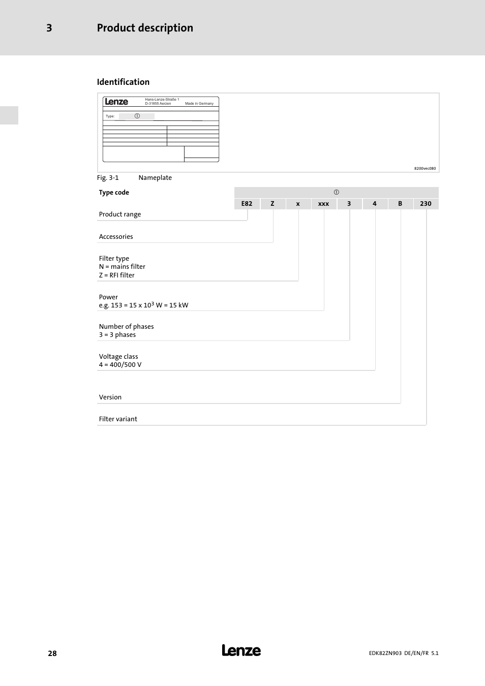 Product description 3 | Lenze E82ZN User Manual | Page 28 / 58