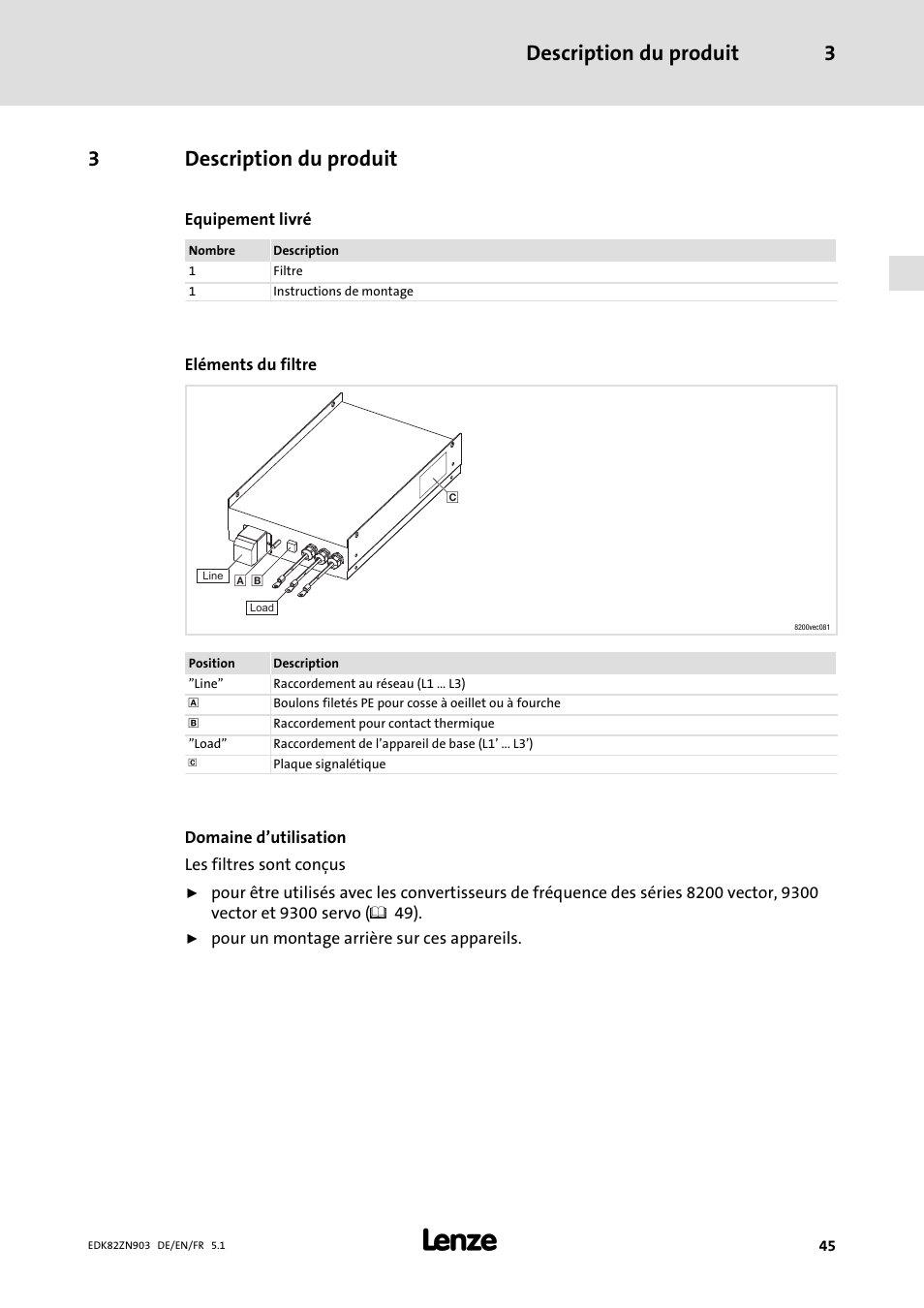3 description du produit, Description du produit, Description du produit 3 | 3description du produit | Lenze E82ZN User Manual | Page 45 / 58