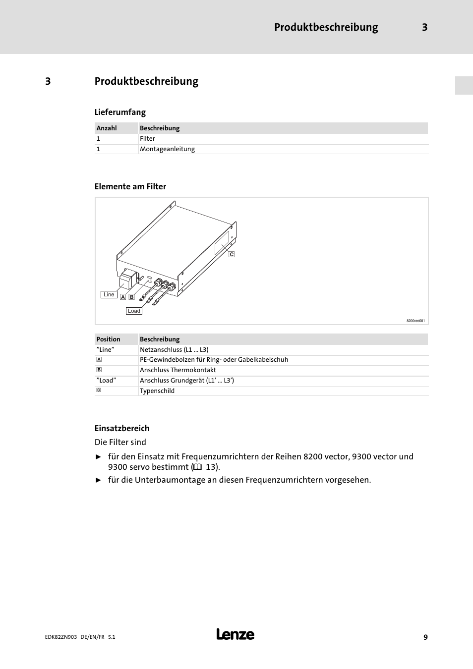 3 produktbeschreibung, Produktbeschreibung, Produktbeschreibung 3 | 3produktbeschreibung | Lenze E82ZN User Manual | Page 9 / 58