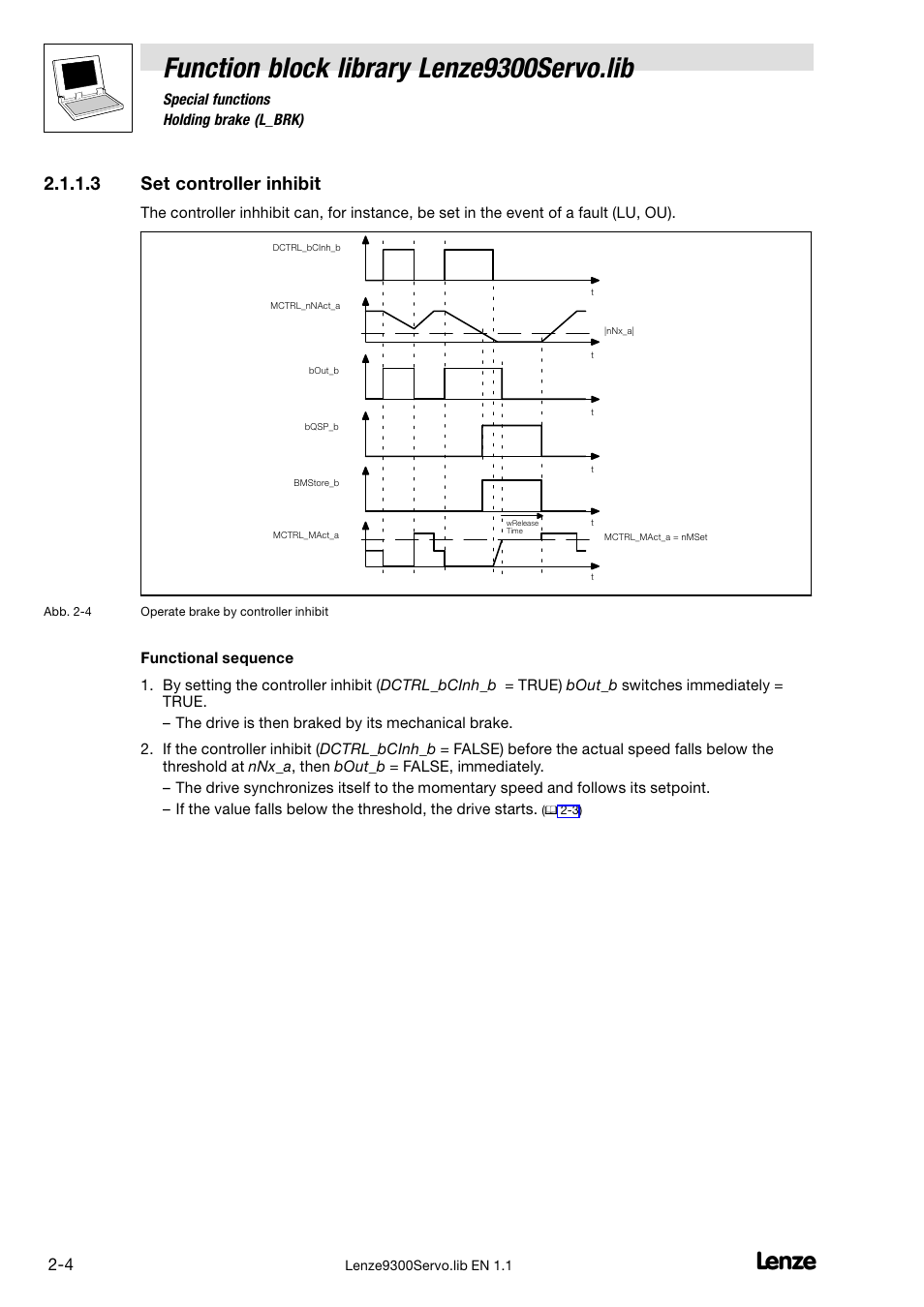 Function block library lenze9300servo.lib, 3 set controller inhibit | Lenze DDS Function library 9300 Servo User Manual | Page 14 / 29