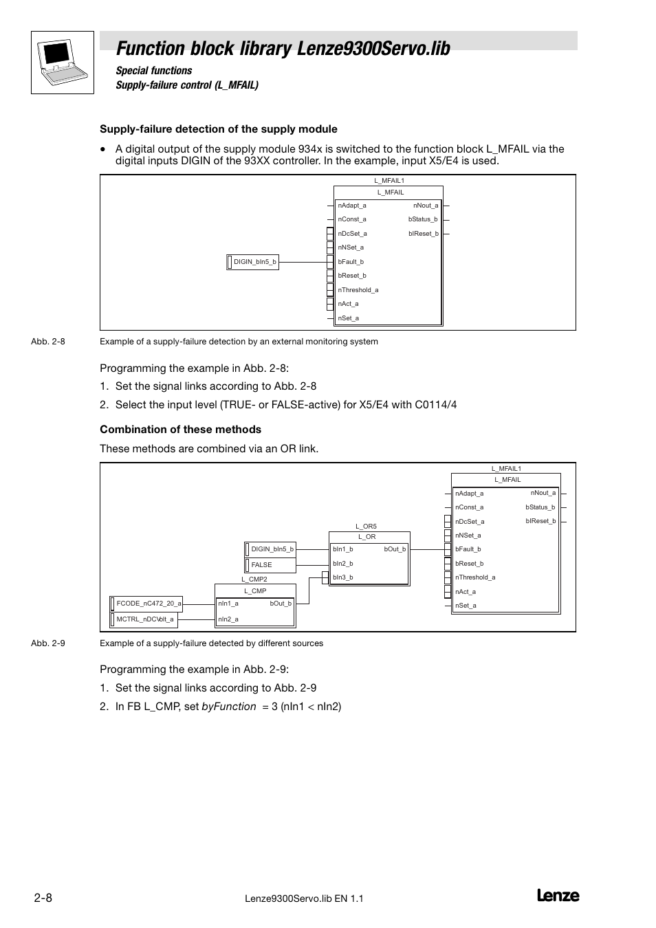 Function block library lenze9300servo.lib, Supply−failure detection of the supply module | Lenze DDS Function library 9300 Servo User Manual | Page 18 / 29