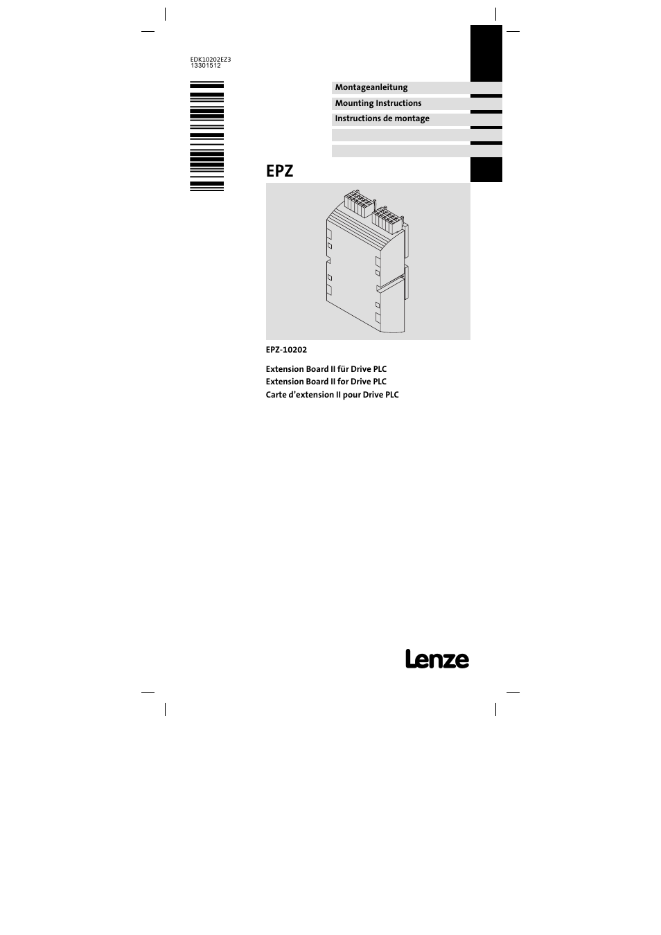 Lenze EPZ-10202 User Manual | 26 pages
