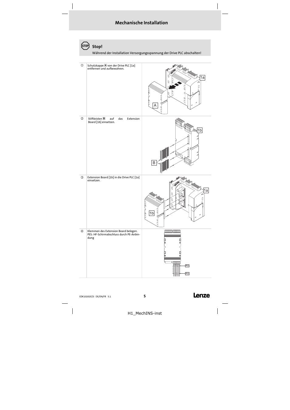 4 mechanische installation, Mechanische installation | Lenze EPZ-10202 User Manual | Page 5 / 26