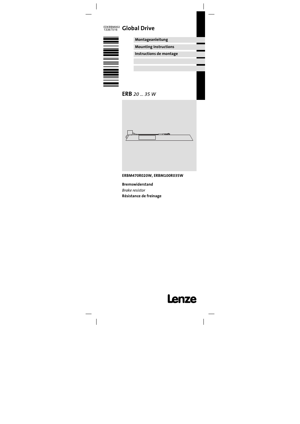 Lenze ERBM100R035W User Manual | 60 pages