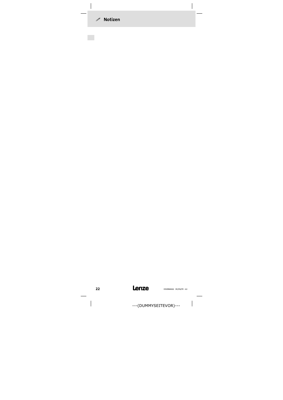 Notizen | Lenze ERBM100R035W User Manual | Page 22 / 60