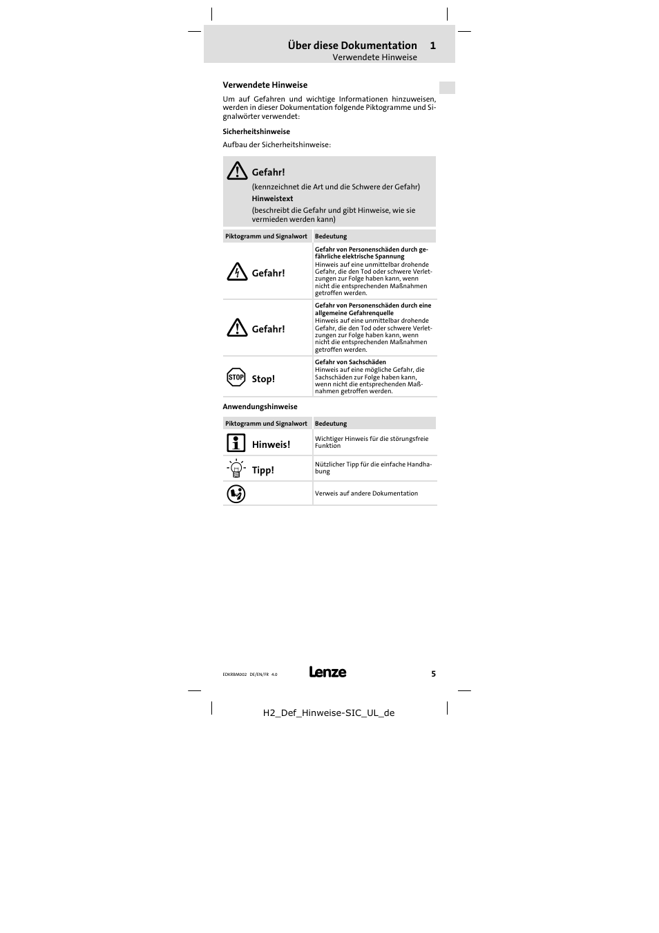 Verwendete hinweise | Lenze ERBM100R035W User Manual | Page 5 / 60