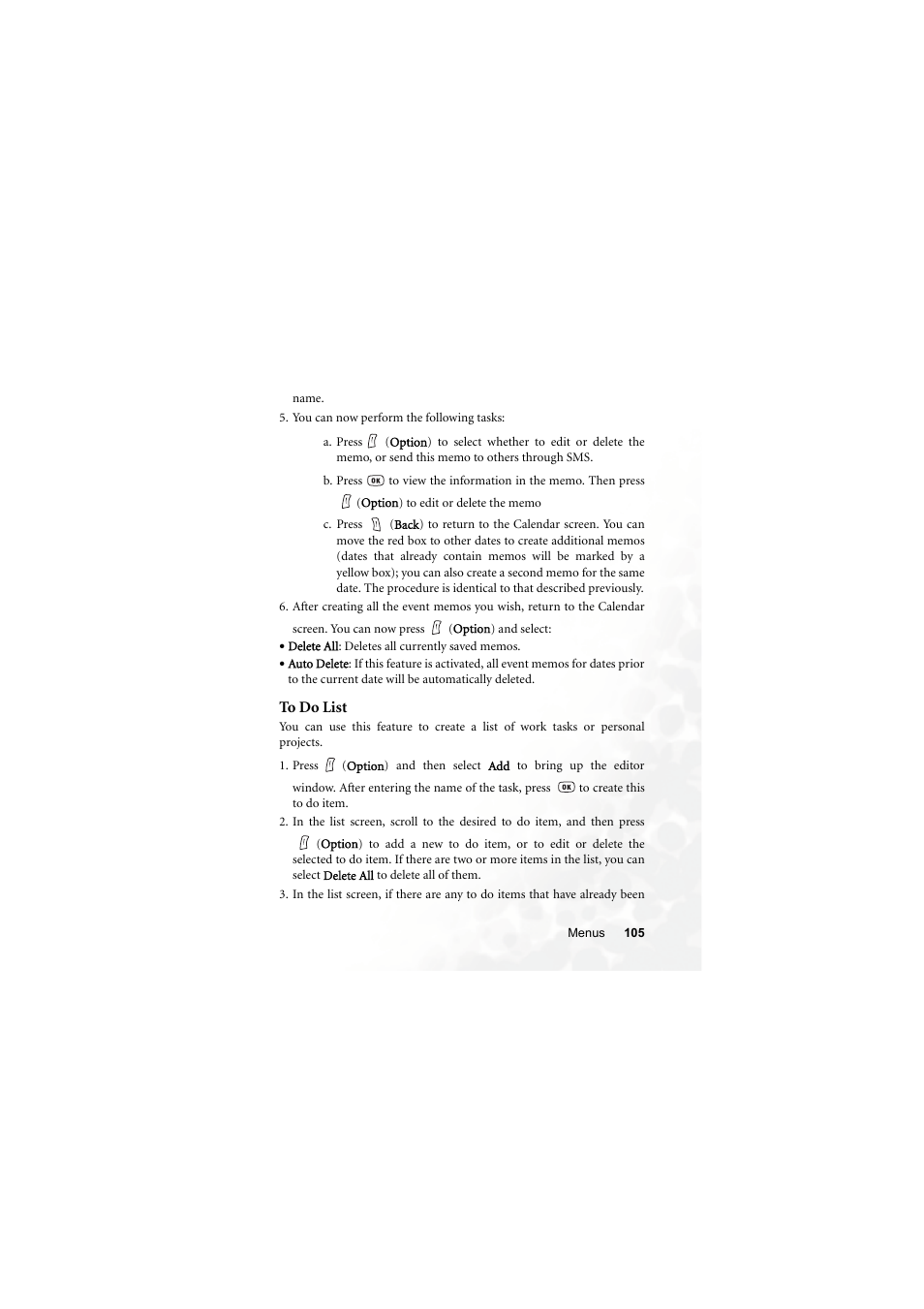 To do list | BenQ S670C User Manual | Page 121 / 186