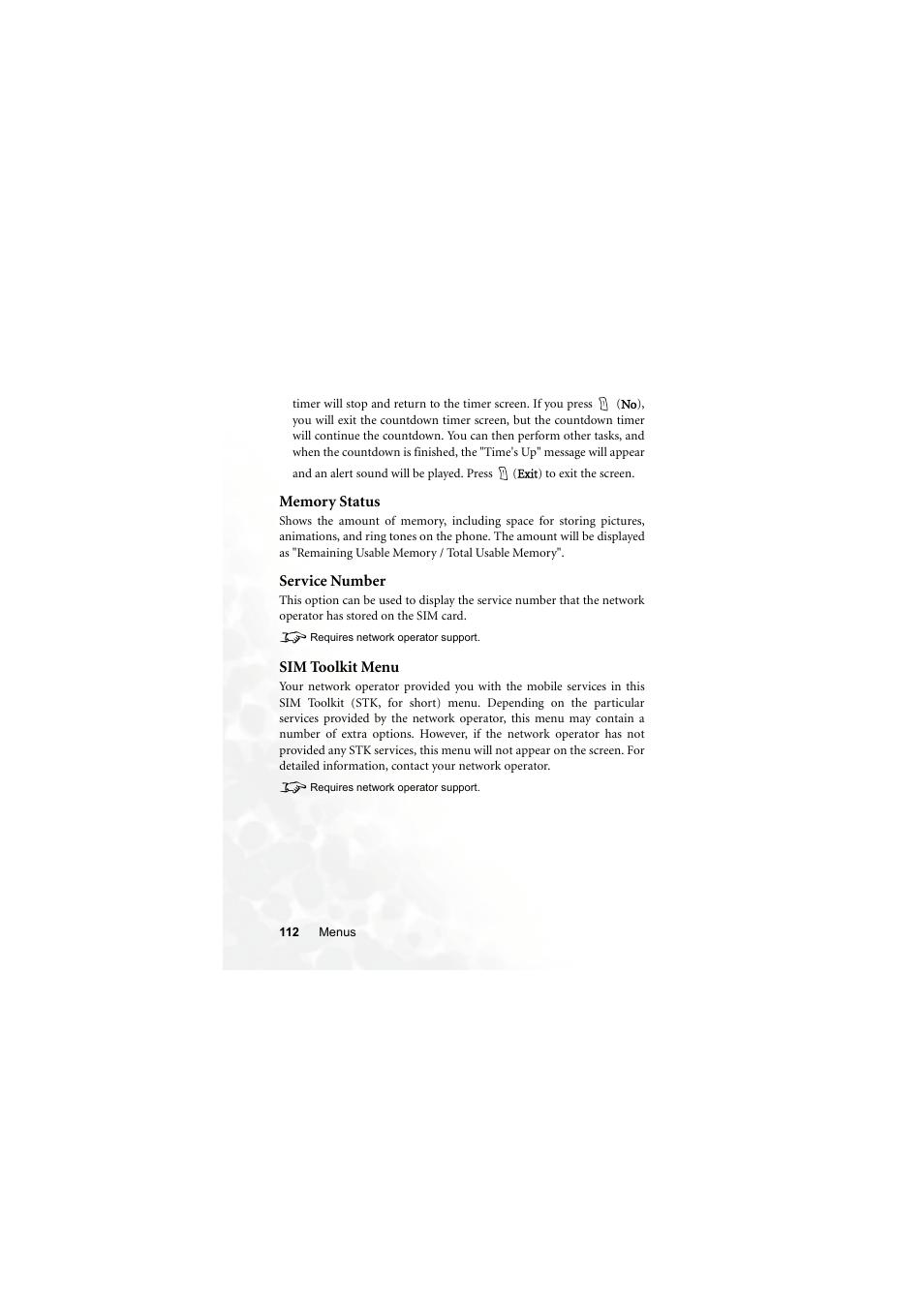 Memory status, Service number, Sim toolkit menu | Memory status service number sim toolkit menu | BenQ S670C User Manual | Page 128 / 186