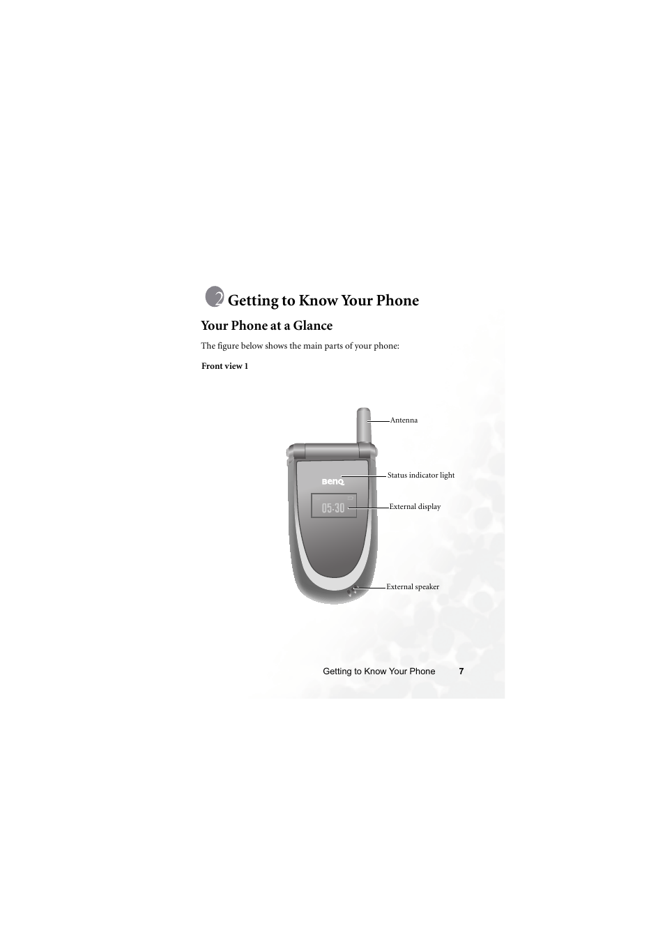 Getting to know your phone, Your phone at a glance | BenQ S670C User Manual | Page 23 / 186