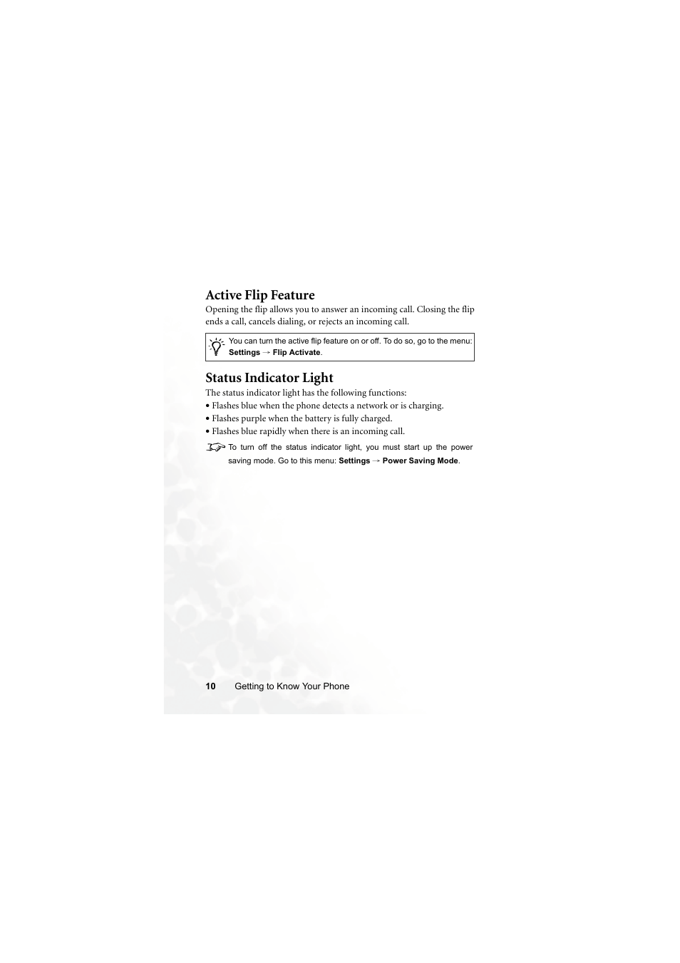 Active flip feature, Status indicator light, Active flip feature status indicator light | BenQ S670C User Manual | Page 26 / 186