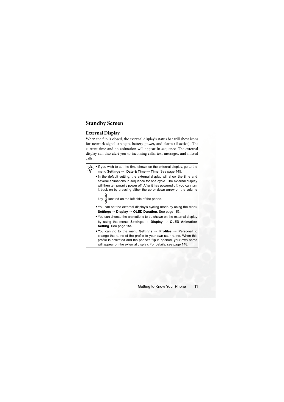 Standby screen, External display | BenQ S670C User Manual | Page 27 / 186