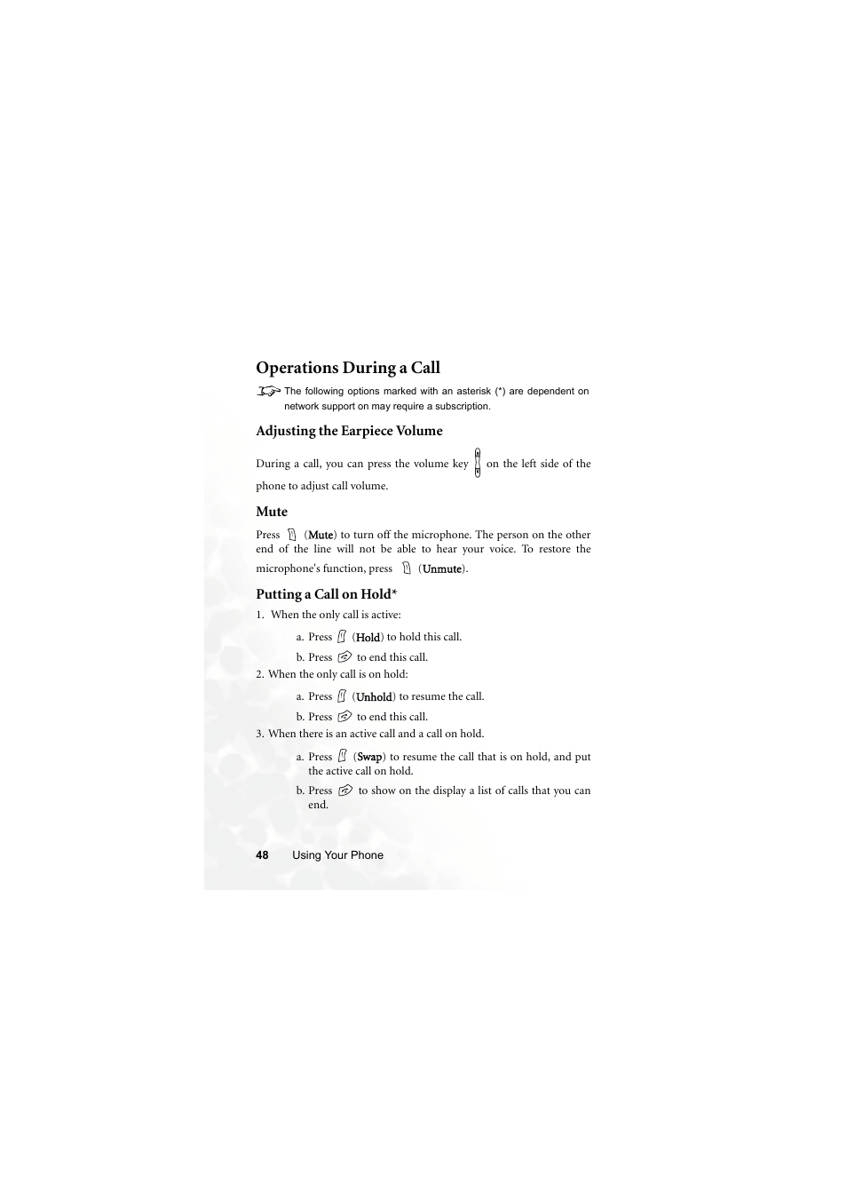 Operations during a call, Operations during a call 8 | BenQ S670C User Manual | Page 64 / 186