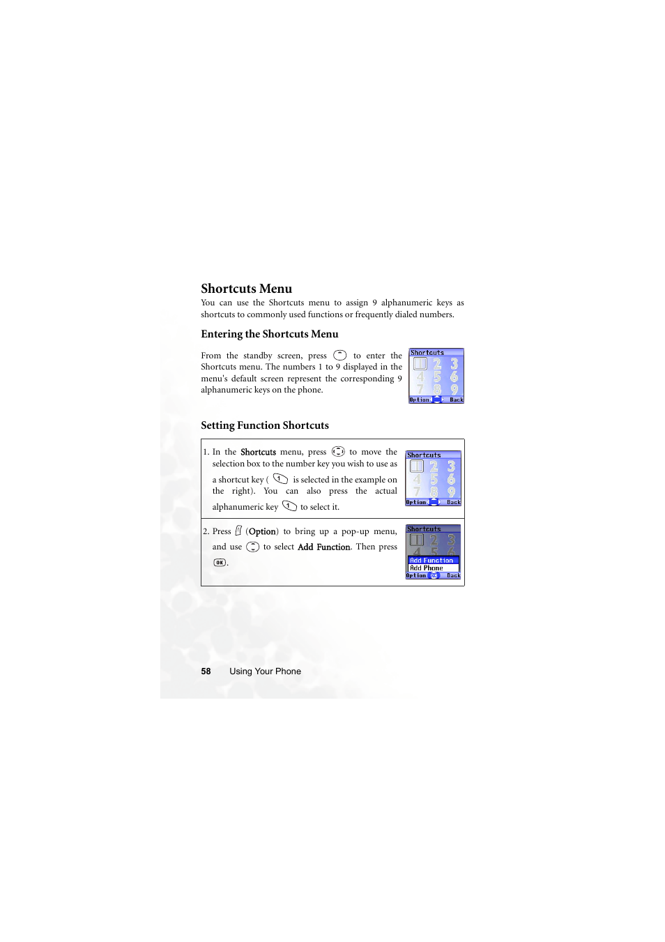 Shortcuts menu, Setting function shortcuts | BenQ S670C User Manual | Page 74 / 186