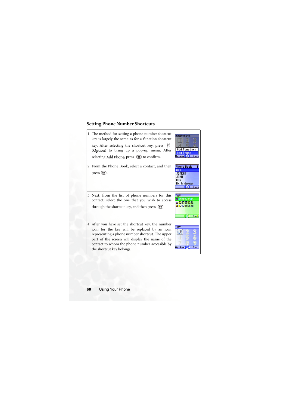 Setting phone number shortcuts | BenQ S670C User Manual | Page 76 / 186