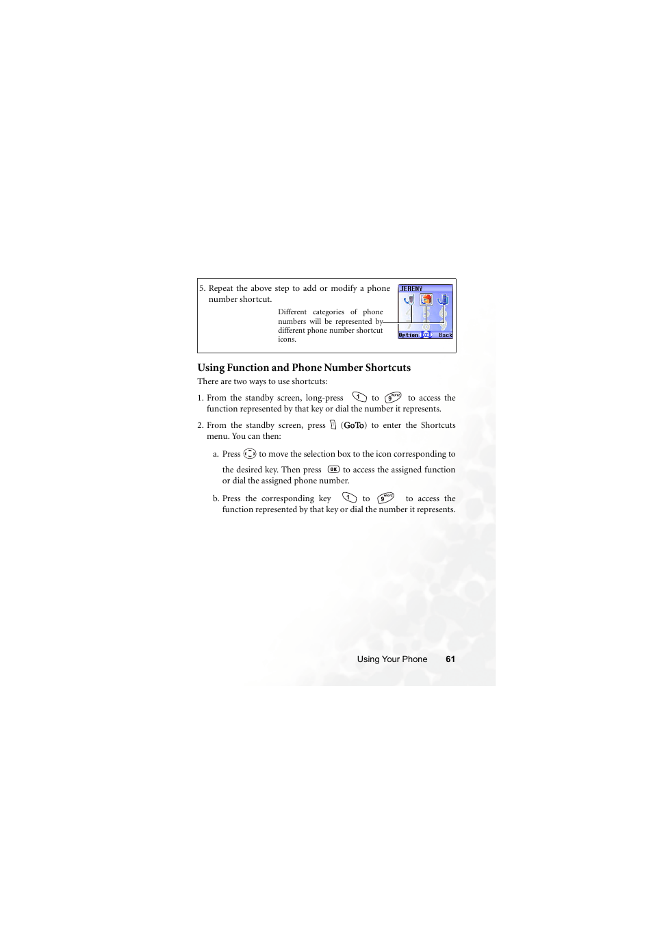 Using function and phone number shortcuts | BenQ S670C User Manual | Page 77 / 186