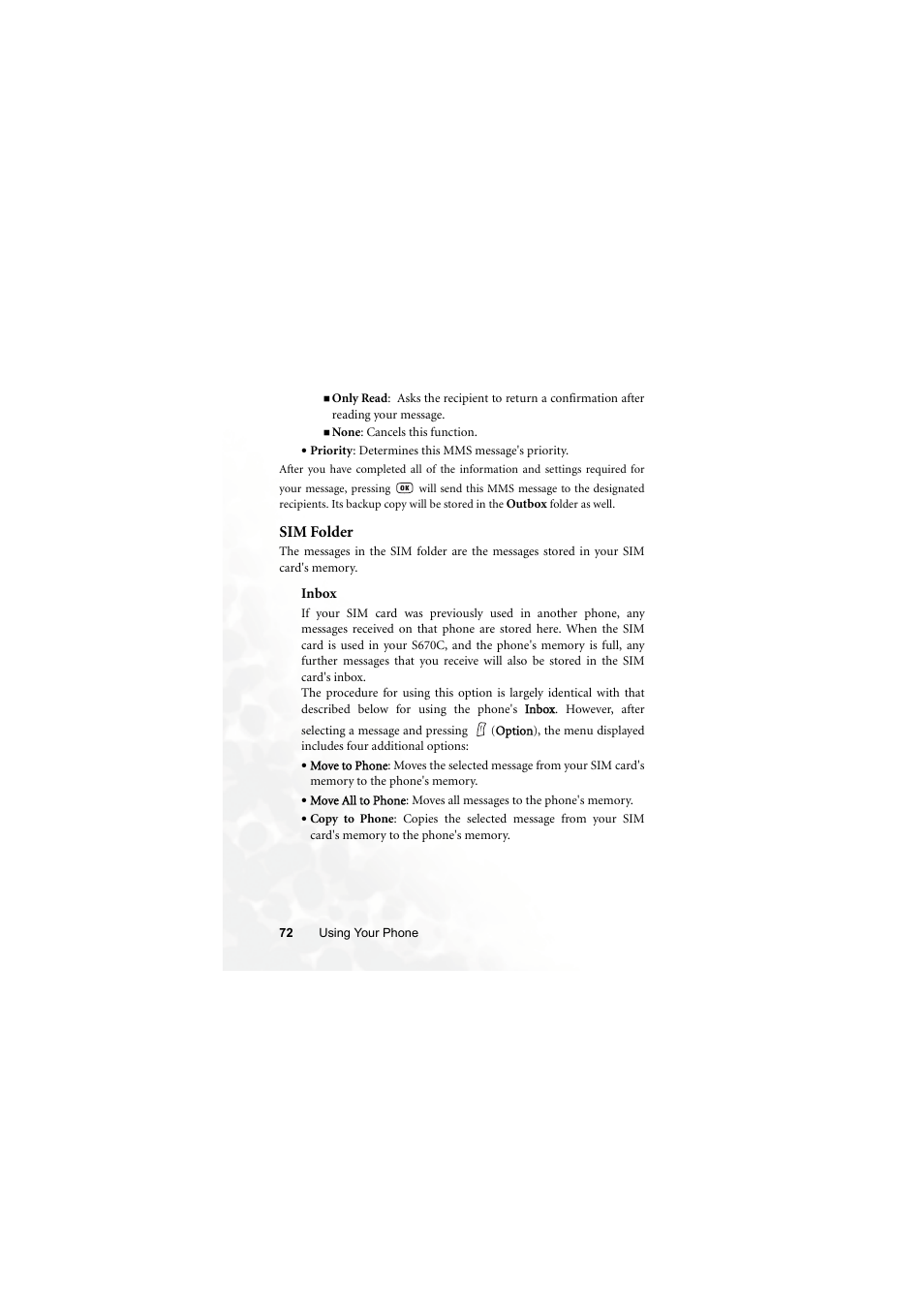 Sim folder | BenQ S670C User Manual | Page 88 / 186