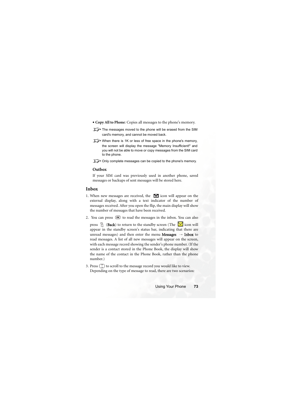 Inbox | BenQ S670C User Manual | Page 89 / 186