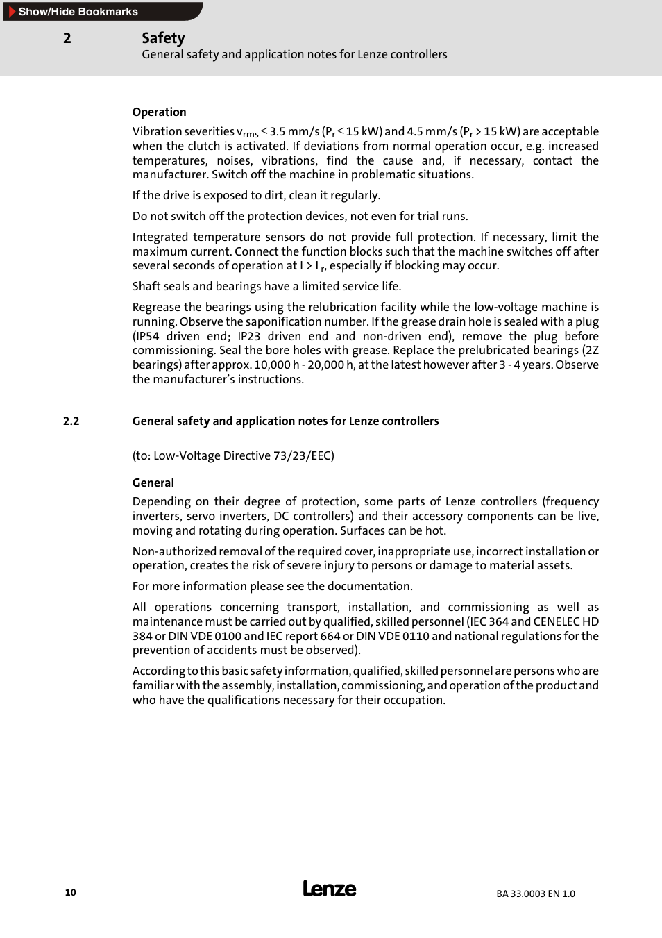 Safety | Lenze MDSLS Servo spindle motor User Manual | Page 10 / 40