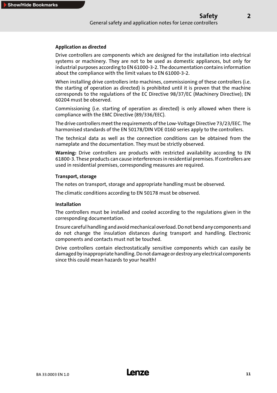 Safety | Lenze MDSLS Servo spindle motor User Manual | Page 11 / 40