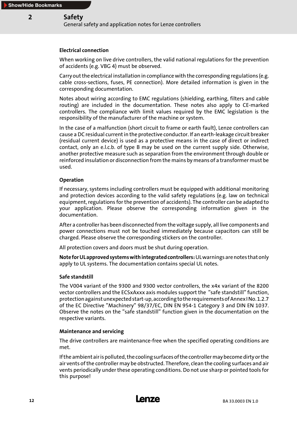 Safety | Lenze MDSLS Servo spindle motor User Manual | Page 12 / 40