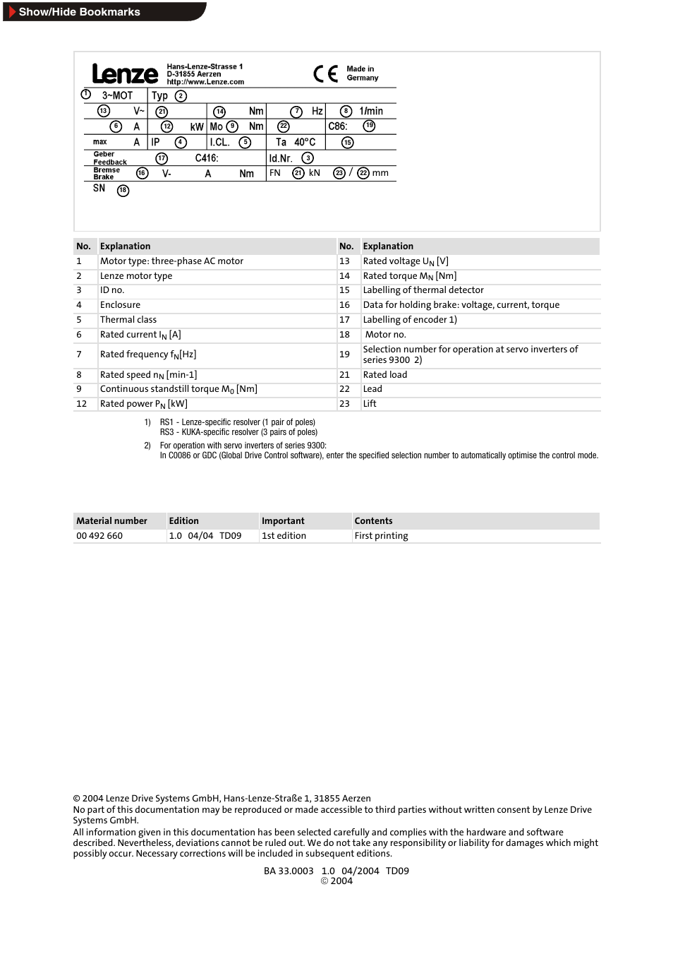 Nameplate of servo spindle motor, What is new | Lenze MDSLS Servo spindle motor User Manual | Page 3 / 40