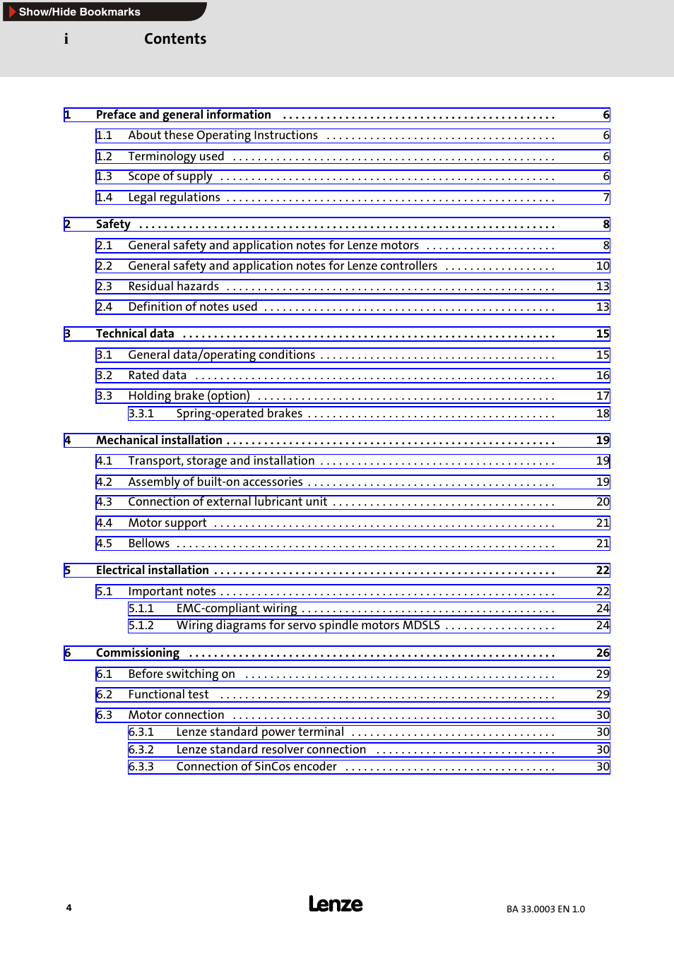 Lenze MDSLS Servo spindle motor User Manual | Page 4 / 40